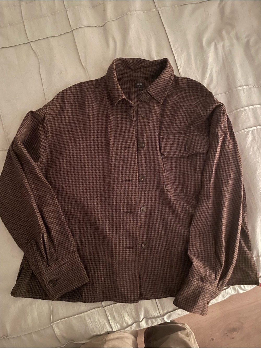 Uniqlo Brown houndstooth Utility Shirt Jacket